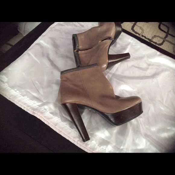 Key te’ it39 wooden taupe leather ankle pumps heels - Picture 6 of 6